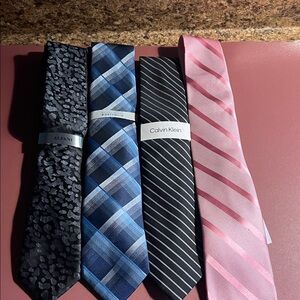 Calvin Klein Black and White Striped Tie